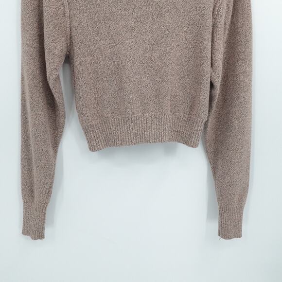 Free People Sweater Womens Medium Rose Gold Knit Wrap Cropped Metallic Shimmer - Picture 10 of 11